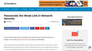 Passwords: the Weak Link in Network Security - TechGenix