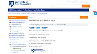 Box Mobile App: How to login - University of New Hampshire