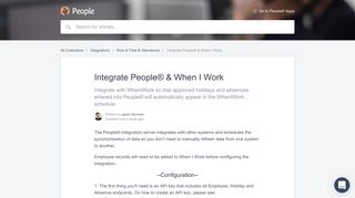 Integrate People® & When I Work | People® Help Center