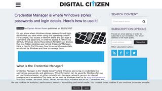 Credential Manager is where Windows stores passwords and login ...
