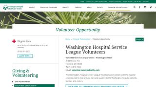 Volunteer Opportunity | Washington Hospital