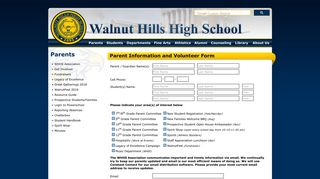 Walnut Hills High School Association Volunteer Form