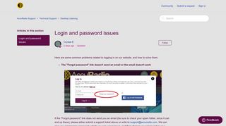 Login and password issues – AccuRadio Support