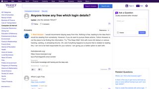 Anyone know any free which login details? | Yahoo Answers