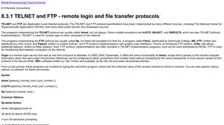 8.3.1 TELNET and FTP - remote login and file transfer protocols
