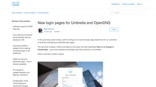 New login pages for Umbrella and OpenDNS – Cisco Umbrella