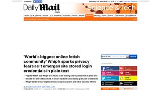 Fetish app Whiplr stores user passwords in plain text | Daily Mail Online