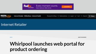 Whirlpool launches web portal for product ordering