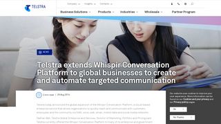 Telstra extends Whispir Conversation Platform to global businesses to ...