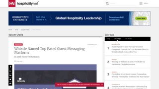 Whistle Named Top Rated Guest Messaging Platform - Hospitality Net