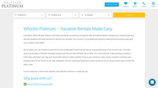 Whistler Platinum | Vacation Rentals Made Easy | Whistler, BC