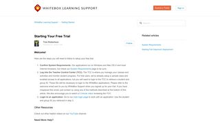 Starting Your Free Trial – WhiteBox Learning Support