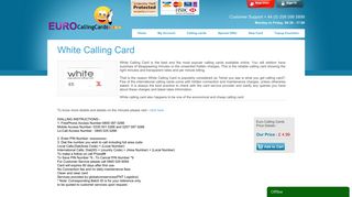 White International Calling Card, White Calling Cards