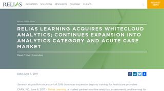 Relias Learning Acquires WhiteCloud Analytics | Relias