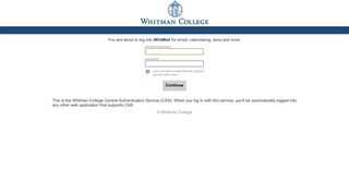 Whitman Central Authentication - Whitman College