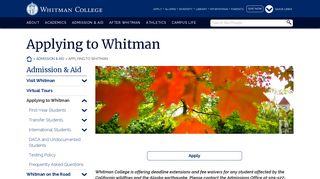 Applying to Whitman | Whitman College