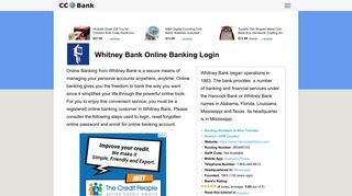 Whitney Bank Online Banking Login - CC Bank
