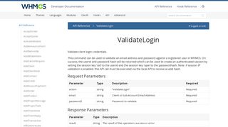 ValidateLogin - WHMCS Developer Documentation