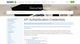 API Authentication Credentials - WHMCS Documentation