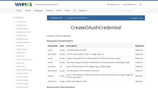 CreateOAuthCredential - WHMCS Developer Documentation