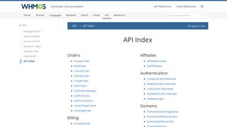 API Index - WHMCS Developer Documentation