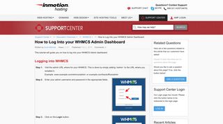 How to Log Into your WHMCS Admin Dashboard | InMotion Hosting