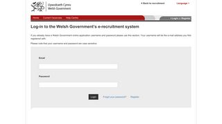 Log-in to the Welsh Government's e-recruitment system - Welsh ...