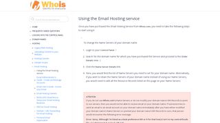 Using the Email Hosting service - Control Panel Login - Whois.com