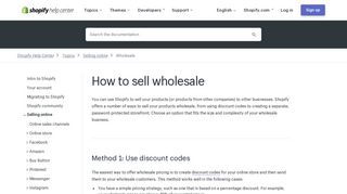 How to sell wholesale · Shopify Help Center