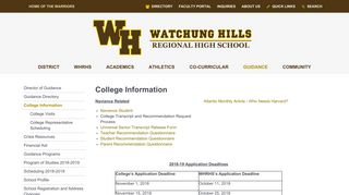 College Information - Watchung Hills Regional High School