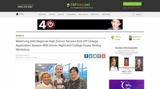 Watchung Hills Regional High School Seniors Kick Off College ...
