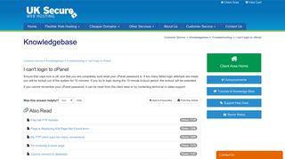 Knowledgebase - I can't login to cPanel | UK Secure Web Hosting