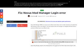 Fix: Nexus Mod Manager Login error - Appuals.com