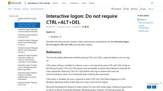 Interactive logon Do not require CTRL+ALT+DEL (Windows 10 ...