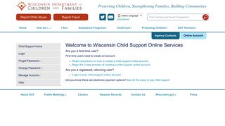 Child Support Online Account Access - Wisconsin Department of ...