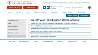 Help with your Child Support Online Account - Wisconsin Department ...