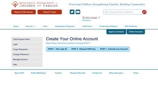 Create Online Child Support Account - Wisconsin Department of ...