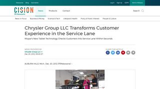 Chrysler Group LLC Transforms Customer Experience in the Service ...