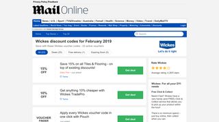 Get 10% OFF | Wickes discount codes | January 2019 | Daily Mail