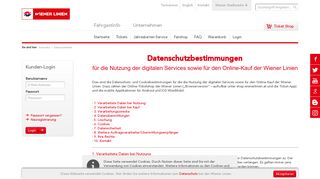 Wiener Linien Online Shop - Datensicherheit