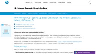 HP Notebook PCs - Setting Up a New Connection to a Wireless Local ...