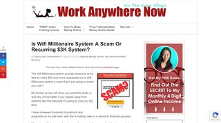 Is Wifi Millionaire System A Scam Or Recurring $3K System? | Work ...