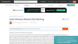 Hotel Wireless Redirect Not Working - Windows Forum - Spiceworks ...