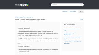 What do I do if I forget my login details? – WiFi SPARK Support Portal