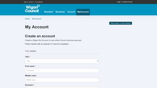 Create your account - Login - Wigan Council