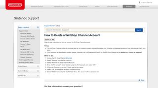 How to Delete a Wii Shop Channel Account | Nintendo Support