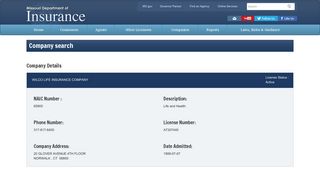 Wilco Life Insurance Company - Company/Agent Search | Missouri ...