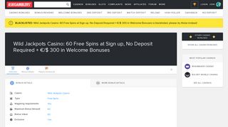 Wild Jackpots Casino: 60 Free Spins at Sign up, No Deposit Required ...