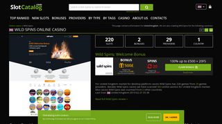 Wild Spins casino - 100% up to £500 + 20FS - SlotCatalog