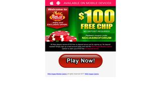 Wild Vegas Mobile Casino - $100 Free No Deposit Mobile Casino Bonus